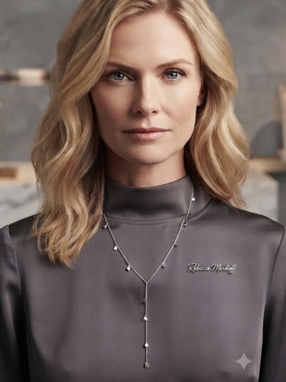 Rebecca minkoff silver floating triangle Y necklace